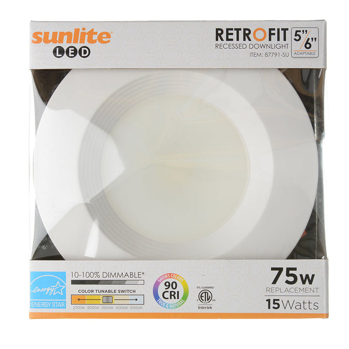 Sunlite LFX/RDL/SCT/BF/5/6R/14W 15W LED Baffle Retrofit CCT Selectable 2700K/3000K/3500K/4000K/5000K 1100Lm White (87791-SU)