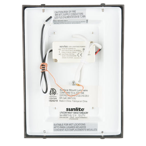 Sunlite LED Wall Mount Sconce Fixture 12W 600Lm 30/40/50K 100-277V 80 CRI Wall Mount Oil Rubbed Bronze (88673-SU)