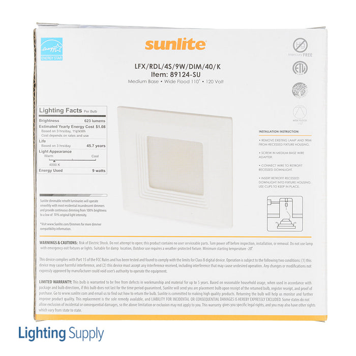 Sunlite LFX/RDL/4S/9W/DIM/40K 4000K 120V 9W 630Lm Dimmable (89124-SU)