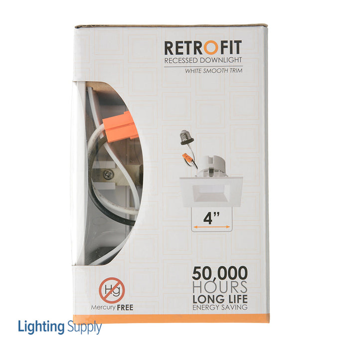 Sunlite LFX/RDL/4S/11W/SCT 4 Inch 11W LED Square Retrofit Downlight Fixture 90 CRI 120V CCT Selectable 2700K/3000K/3500K/4000K/5000K 750Lm White Dimmable (89200-SU)