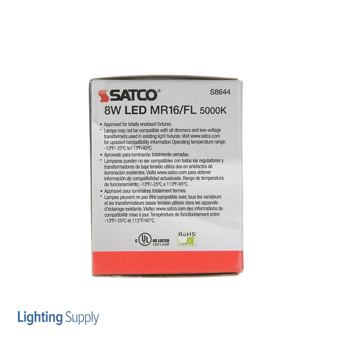 SATCO/NUVO 8MR16/LED/40&#039;/50K/90CRI/12V 8W LED MR16 5000K 40 Degree Beam Spread GU5.3 Base 12V (S8644)