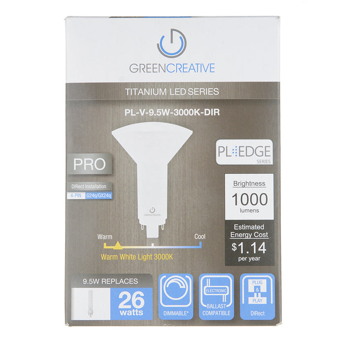 Green Creative 9.5PLV/830/DIR/RC PLV G24Q 9.5W PL Edge Series Direct Ballast Compatible 3000K (28375)