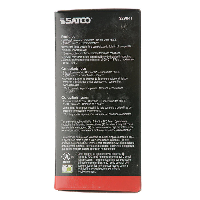 SATCO/NUVO 9.8A19/OMNI/220/LED/35K/GU24 9.8W A19 LED 3500K GU24 Base 220 Degree Beam Spread 120V (S29841)