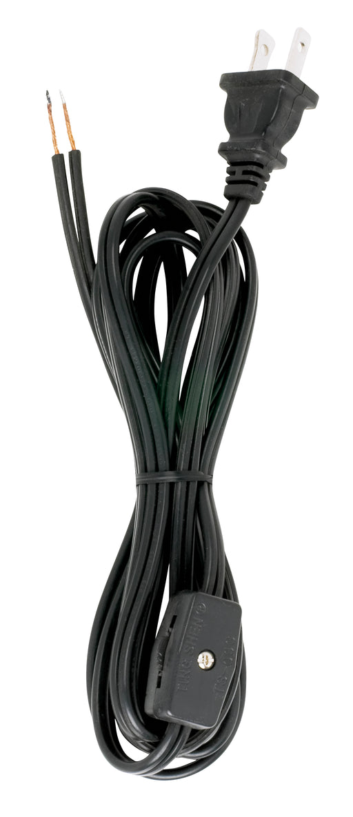 SATCO/NUVO 8 Foot Cord Sets With Line Switches-Molded Plug Tinned Tips 3/4 Inch Strip 2 Inch Slit Switch 24 Inch From Free End 36 Inch Hank  (90-1425)