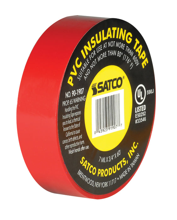 SATCO/NUVO PVC Electrical Tape 3/4 Inch X 60 Foot Red (90-1907)