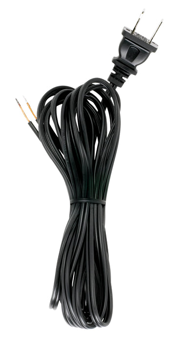 SATCO/NUVO 12 Foot 18/2 SPT-1 105C Cord Set Black Finish 72 Inch Hank 150 Carton Molded Polarized Plug Tinned Tips 3/4 Inch Strip With 2 Inch Slit (90-2034)