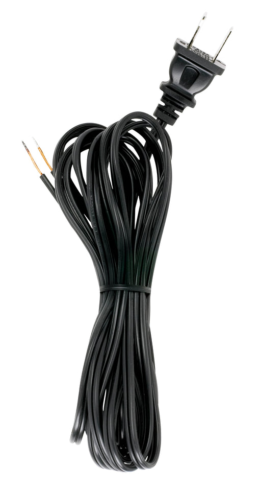 SATCO/NUVO 12 Foot 18/2 SPT-1 105C Cord Set Black Finish 72 Inch Hank 150 Carton Molded Polarized Plug Tinned Tips 3/4 Inch Strip With 2 Inch Slit (90-2034)