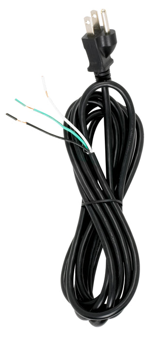 SATCO/NUVO 10 Foot 18/3 SVT 105C Heavy Duty Cord Set Black Finish 100 Carton 3 Prong Molded Plug Stripped And Slit (90-2086)