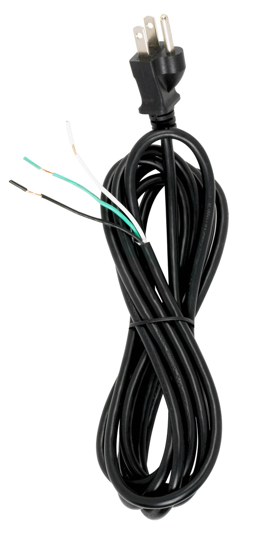 SATCO/NUVO 10 Foot 18/3 SVT 105C Heavy Duty Cord Set Black Finish 100 Carton 3 Prong Molded Plug Stripped And Slit (90-2086)
