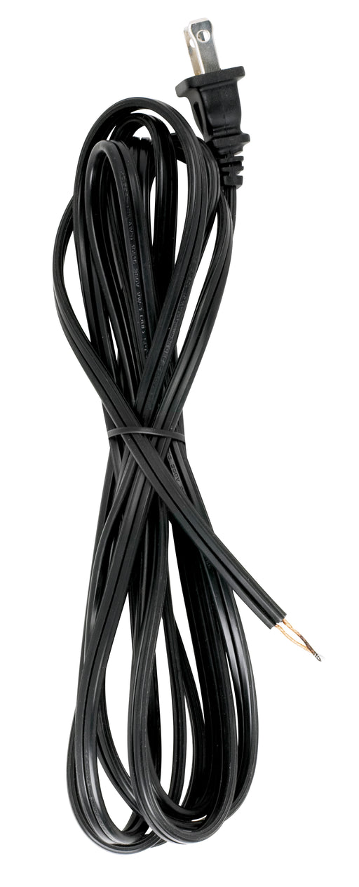 SATCO/NUVO 10 Foot 18/2 SPT-2 105C Cord Set Black Finish 36 Inch Hank 150 Carton Molded Polarized Plug Tinned Tips 3/4 Inch Strip With 2 Inch Slit (90-2185)