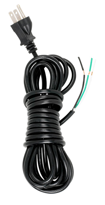SATCO/NUVO 15 Foot 18/3 SVT 105C Heavy Duty Cord Set Black Finish 50 Carton 3 Prong Molded Plug Stripped And Slit 1/4 Inch Diameter (90-2243)
