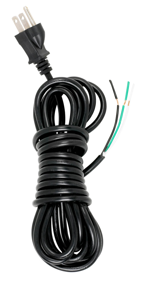 SATCO/NUVO 15 Foot 18/3 SVT 105C Heavy Duty Cord Set Black Finish 50 Carton 3 Prong Molded Plug Stripped And Slit 1/4 Inch Diameter (90-2243)