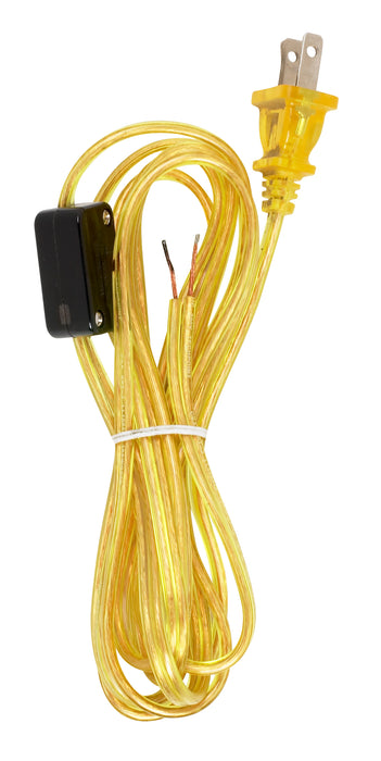 SATCO/NUVO 8 Foot 18/2 SPT-2 105C Cord Set Clear Gold Finish Switch 29 Inch From Free End 36 Inch Hank 100 Carton Hi-Low Switch (90-2309)