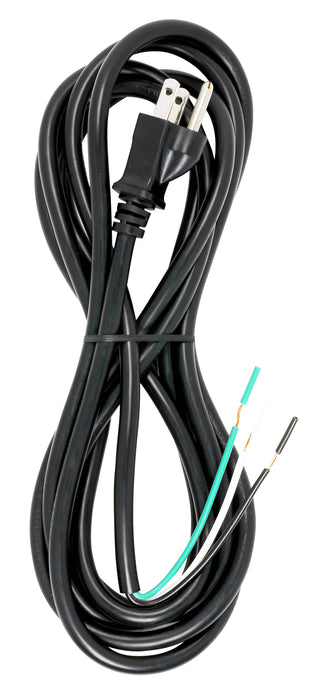 SATCO/NUVO 10 Foot 18/3 SJT 105C Heavy Duty Cord Set Black Finish 50 Carton 3 Prong Molded Plug Stripped And Slit (90-2325)
