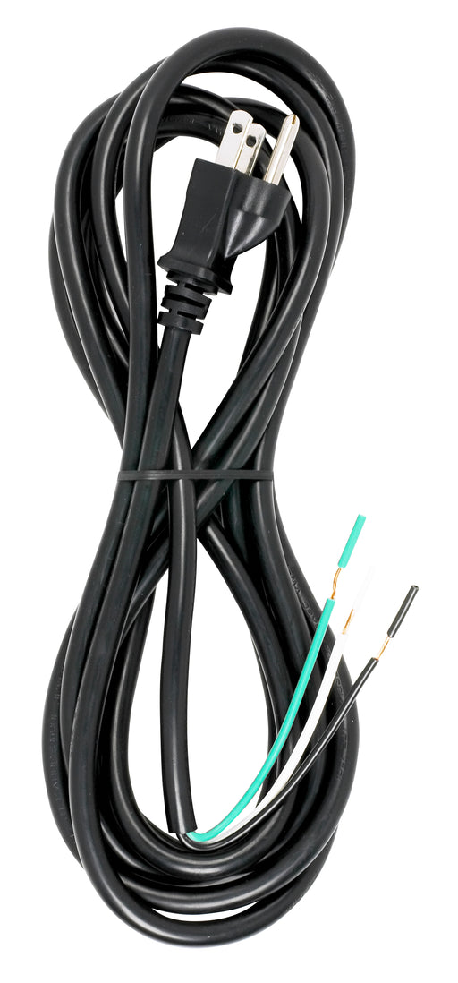 SATCO/NUVO 10 Foot 18/3 SJT 105C Heavy Duty Cord Set Black Finish 50 Carton 3 Prong Molded Plug Stripped And Slit (90-2325)