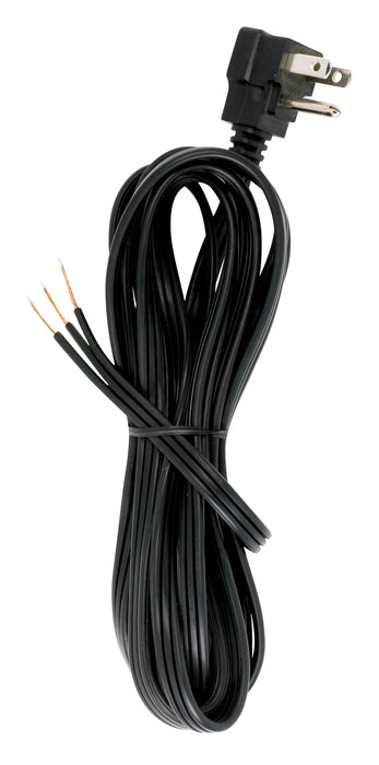SATCO/NUVO 10 Foot 18/3 SPT-2 105C Flat Plug Cord Set Black Finish No Hank Molded Plug Tinned Tips 3/4 Inch Strip With 3 Inch Slit (90-2435)