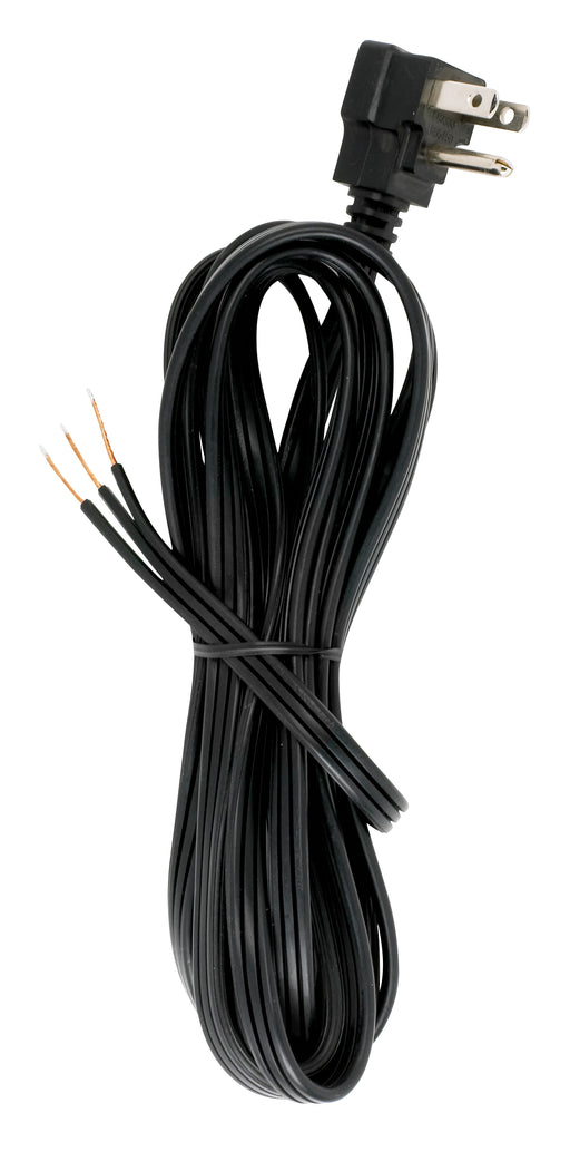 SATCO/NUVO 10 Foot 18/3 SPT-2 105C Flat Plug Cord Set Black Finish No Hank Molded Plug Tinned Tips 3/4 Inch Strip With 3 Inch Slit (90-2435)