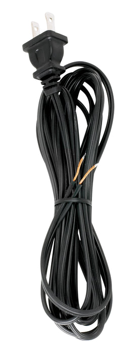 SATCO/NUVO 10 Foot 18/2 SPT-1 105C Cord Set Black 48 Inch Hank Molded Polarized Plug Tinned Tips 3/4 Inch Strip With 2 Inch Slit (90-2461)