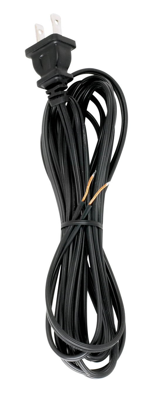SATCO/NUVO 10 Foot 18/2 SPT-1 105C Cord Set Black 48 Inch Hank Molded Polarized Plug Tinned Tips 3/4 Inch Strip With 2 Inch Slit (90-2461)