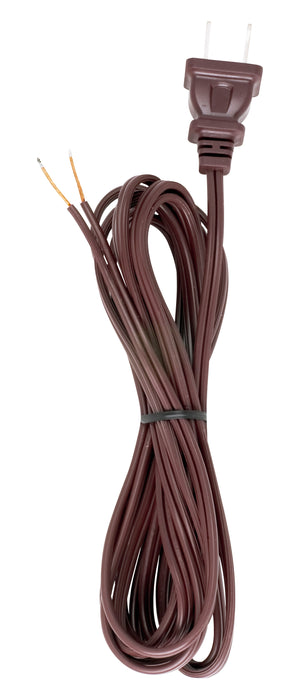 SATCO/NUVO 10 Foot 18/2 SPT-1 105C Cord Set Brown 48 Inch Hank Molded Polarized Plug Tinned Tips 3/4 Inch Strip With 2 Inch Slit (90-2462)
