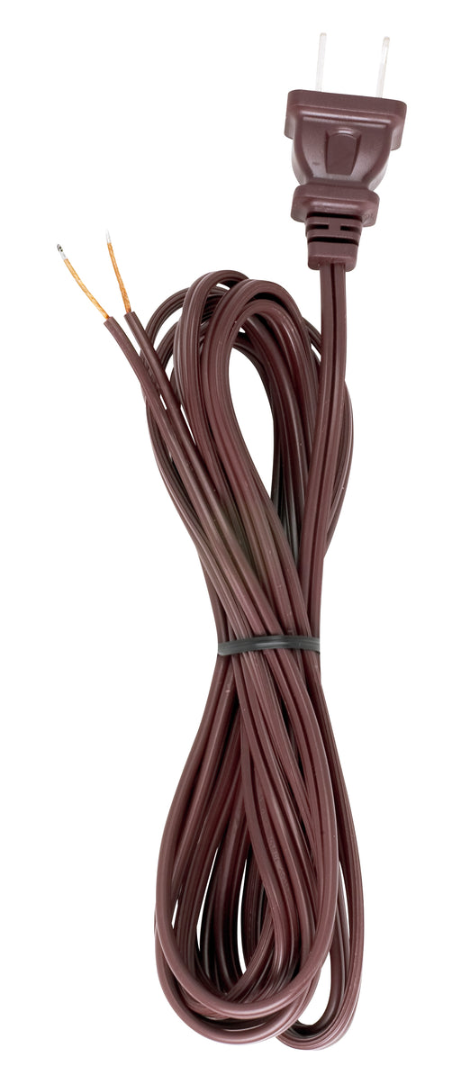 SATCO/NUVO 10 Foot 18/2 SPT-1 105C Cord Set Brown 48 Inch Hank Molded Polarized Plug Tinned Tips 3/4 Inch Strip With 2 Inch Slit (90-2462)