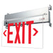 Exitronix LED Edge-Lit Exit Sign Single Face Wall Recessed Mount Sealed Lead Acid Battery Red Letters/Clear Panel Universal Chevrons Brushed Aluminum Finish (902E-WR-WB-RC-BA-DR)
