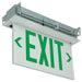 Exitronix LED Edge-Lit Exit Sign Single Face Recessed Mount 2 Circuit Input 277/277V Green Letters/White Panel Universal Chevrons Brushed Aluminum Finish (902E-R-2CI7-GW-BA)