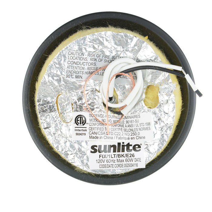 Sunlite FIX/1LT/BK/E26 1-Light Flush Mount Fixture E26 Base (90161-SU)