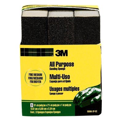 3M - 90265 Sanding Sponge 908Na-3P-Cc 3-3/4 Inch X 2-5/8 Inch X 1 Inch 9522 Cm X 667 Cm X 254 Cm Fine/Medium (7010375224)