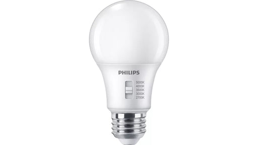 Philips 610857 8W LED A19 Bulb E26 Base 800Lm CCT Selectable 2700K/3000K/3500K/4000K/5000K 120V 90 CRI Frosted (#929003620334)