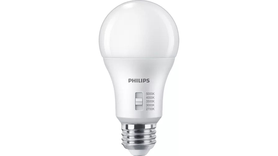 Philips 610865 14W LED A19 Bulb E26 Base 1500Lm CCT Selectable 2700K/3000K/3500K/4000K/5000K 120V 90 CRI Frosted (#929003620434)