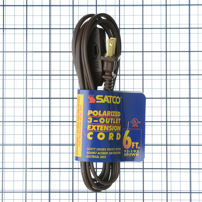 SATCO/NUVO 6 Foot Extension Cord Brown Finish 16/2 SPT-2 Indoor Only 13A-125V-1625W Rating (93-193)