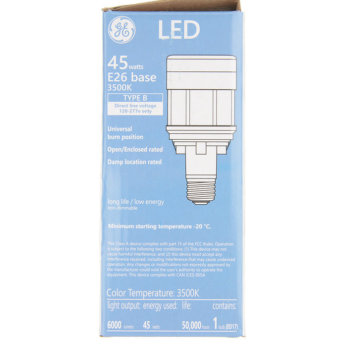 GE LED45ED17/835 LED HID Type B ED17 Lamps 45W 6000Lm 120-277V 3500K 80 CRI (93116975)