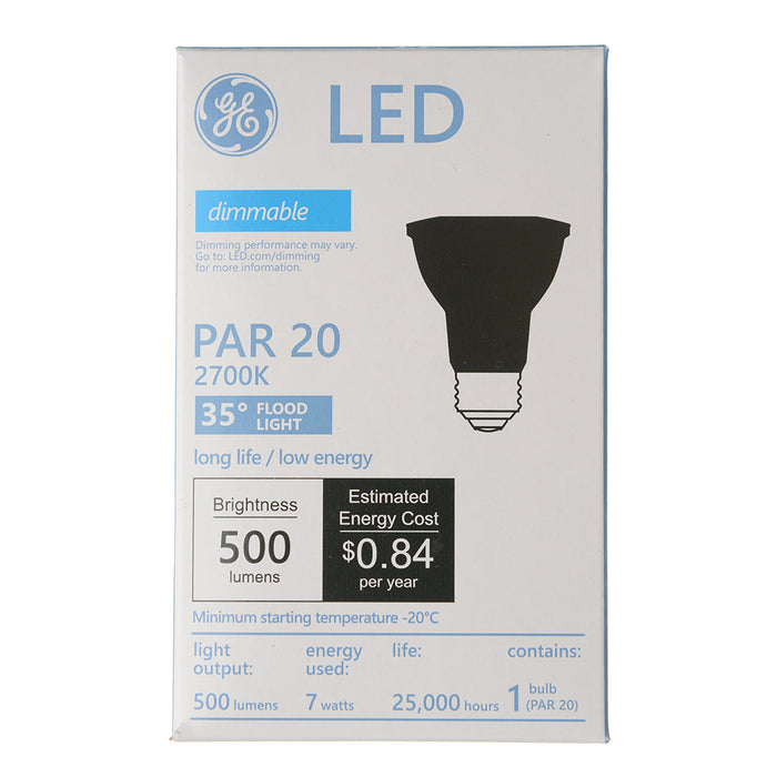 GE LED7DP20OB927/35 7W LED PAR20 Bulb 500Lm 2700K 90 CRI Dimmable Medium E26 Base (93311901)