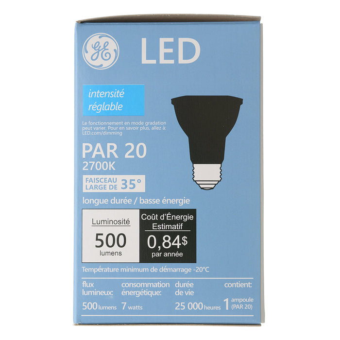 GE LED7DP20OB927/35 7W LED PAR20 Bulb 500Lm 2700K 90 CRI Dimmable Medium E26 Base (93311901)