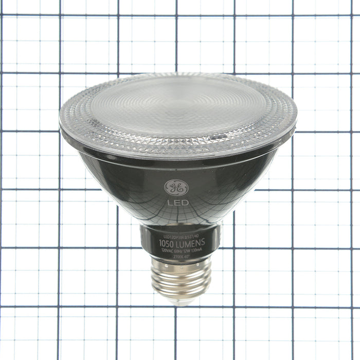 GE LED12DP30RB927/40 12W LED PAR30 Directional Lamp 120V 1050Lm 2700K 90 CRI Dimmable 40 Degree Beam Angle E26 Base Black Housing (93311925)