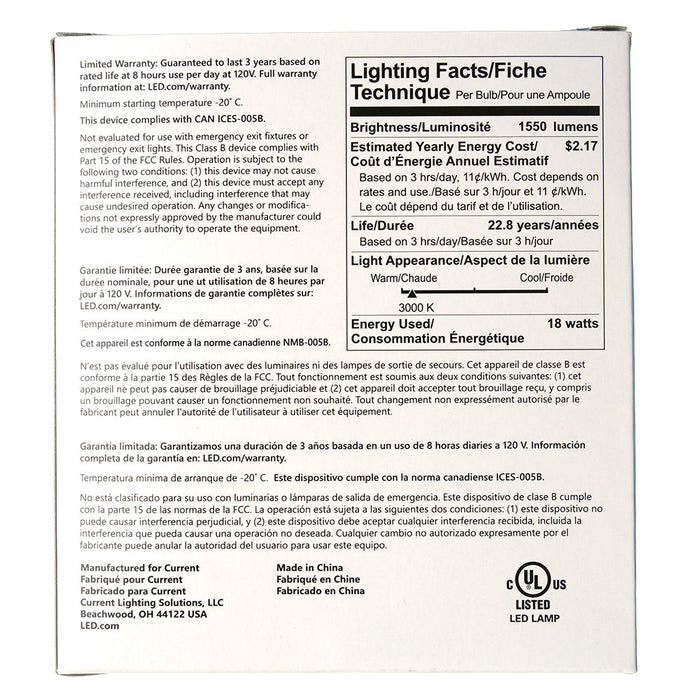 GE LED18DP38ROW930/40 18W LED PAR38 Directional Lamp 120V 1550Lm 3000K 90 CRI Dimmable 40 Degree Beam Angle E26 Base White Housing (93311934)