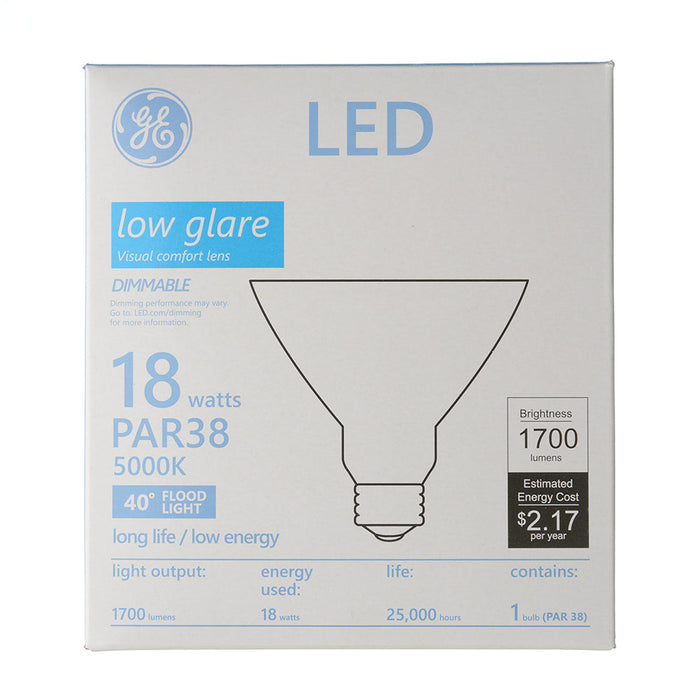 GE LED18DP38ROW950/40 18W LED PAR38 Directional Lamp 120V 1700Lm 5000K 90 CRI Dimmable 40 Degree Beam Angle E26 Base White Housing (93311940)