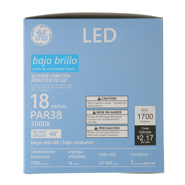 GE LED18DP38ROW950/40 18W LED PAR38 Directional Lamp 120V 1700Lm 5000K 90 CRI Dimmable 40 Degree Beam Angle E26 Base White Housing (93311940)