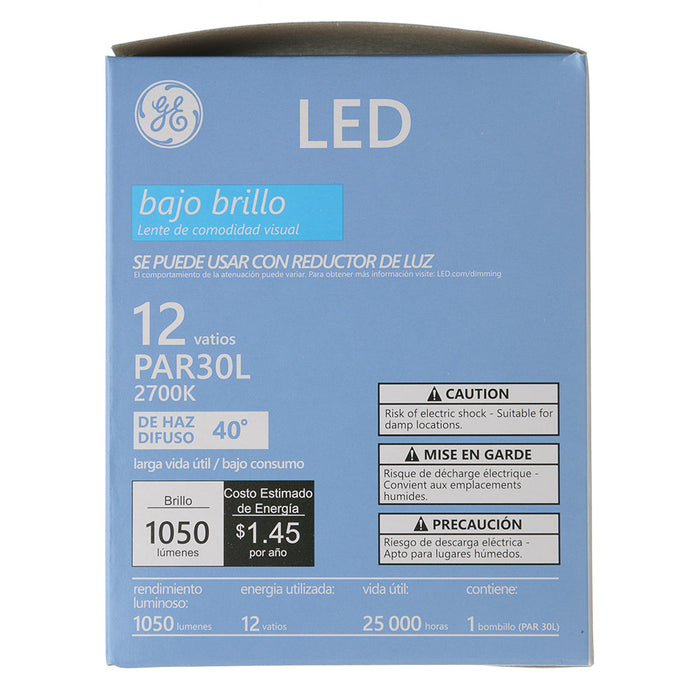 GE LED12DP30LRW927/40 12W LED PAR30 Long Neck Directional Lamp 120V 1050Lm 2700K 90 CRI Dimmable 40 Degree Beam Angle E26 Base White Housing (93312006)