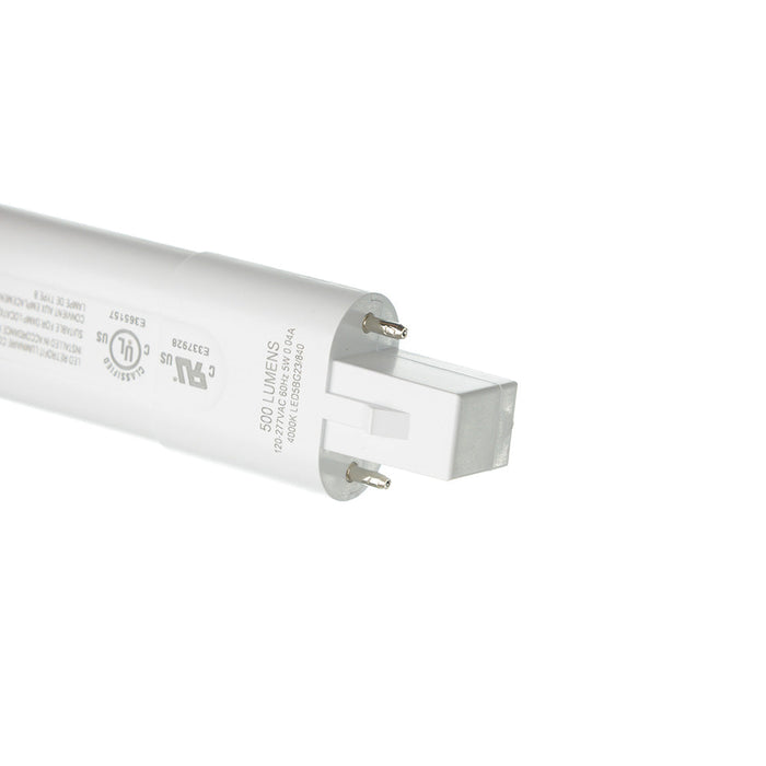 GE LED5BG23/840 5W LED Type B 2-Pin Plug-In Lamp 120-277V 500Lm 4000K 80 CRI G23 Base (93312483)