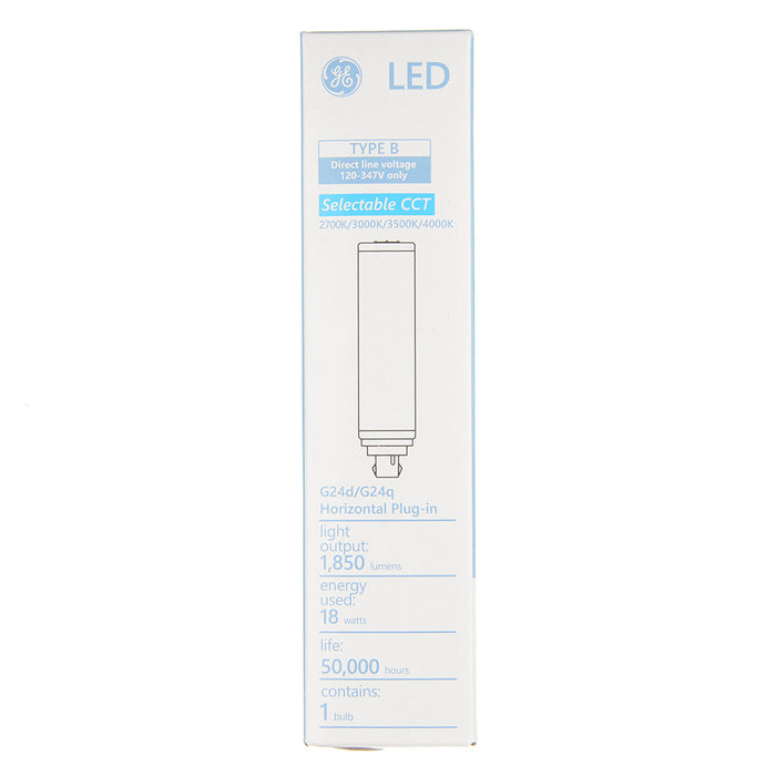GE LED18BG24-H/8SC/120-347 18W LED SpectraChoice Type B Plug-In Lamp Horizontal 2-Pin 120-347V CCT Selectable 2700K/3000K/3500K/4000K G24d/G24q/GX24q Base (93312525)