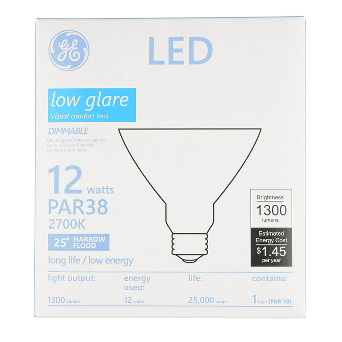 GE LED12DPAR38ROW927/25 12W LED PAR38 Lamp Medium E26 Base 2700K 90 CRI 1300Lm 25 Degree Beam Angle 120V (93318835)