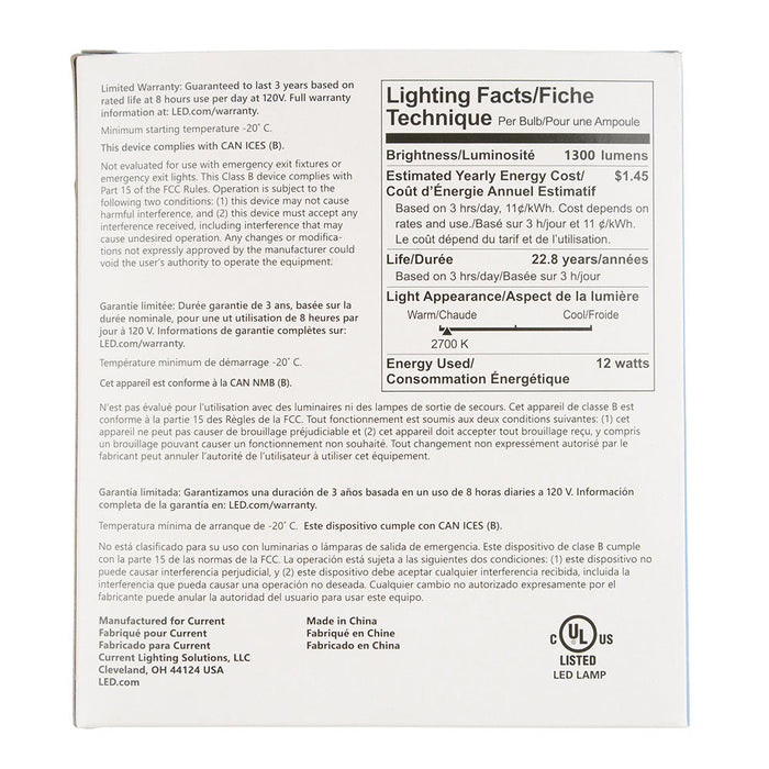 GE LED12DPAR38ROW927/25 12W LED PAR38 Lamp Medium E26 Base 2700K 90 CRI 1300Lm 25 Degree Beam Angle 120V (93318835)