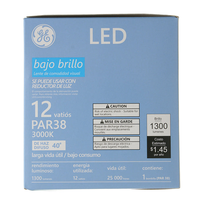 GE LED12DPAR38ROW930/40 12W LED PAR38 Lamp Medium E26 Base 3000K 90 CRI 1300Lm 40 Degree Beam Angle 120V (93318853)