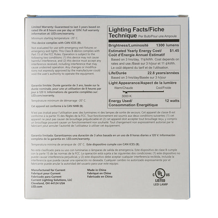 GE LED12DPAR38ROW930/40 12W LED PAR38 Lamp Medium E26 Base 3000K 90 CRI 1300Lm 40 Degree Beam Angle 120V (93318853)