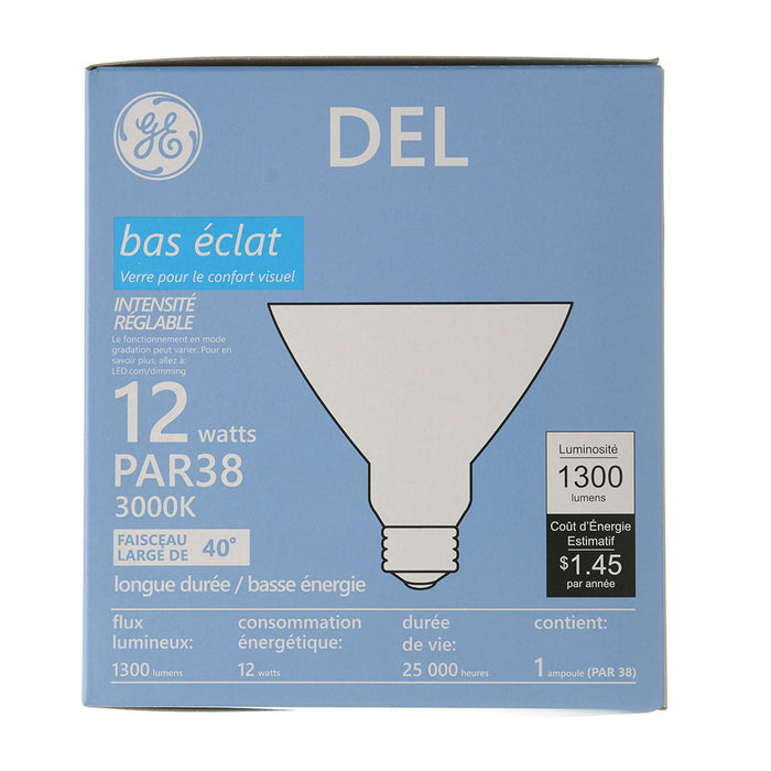 GE LED12DPAR38ROW930/40 12W LED PAR38 Lamp Medium E26 Base 3000K 90 CRI 1300Lm 40 Degree Beam Angle 120V (93318853)