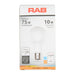 RAB LED Filament Lamp A19 10W 75W Equivalent 1100Lm E26 Base 90 CRI 3000K Dimmable Frosted (A19-10-E26-930-F-F)