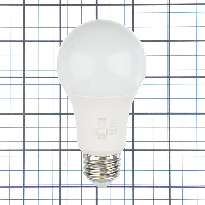RAB 8W LED A19 Bulb CCT Selectable 2700K/3000K/3500K/4000K/5000K 90 CRI 120V E26 Base (A19-8-9CCT-DIM)