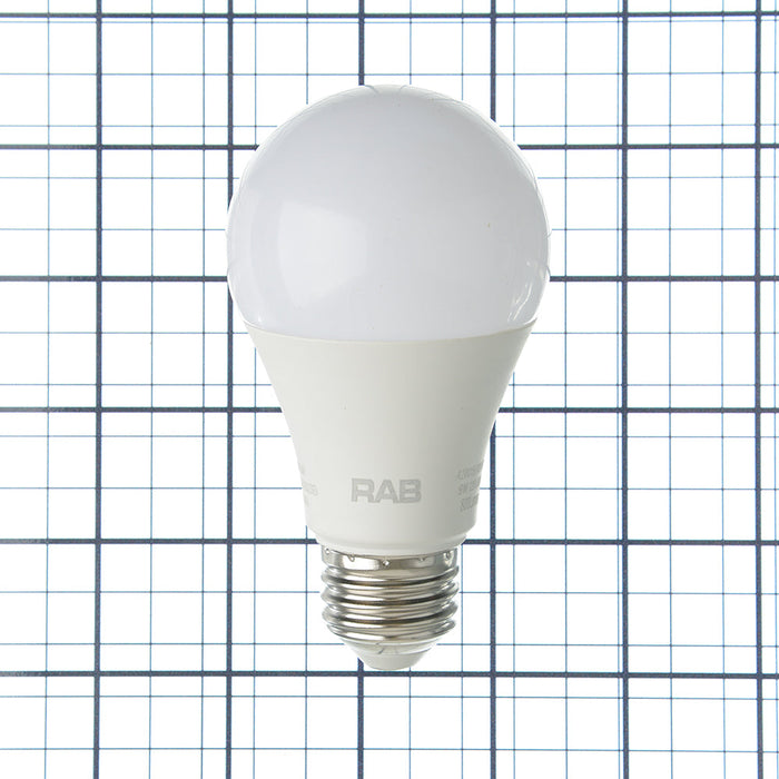 RAB LED Bulb A19 9.5W 60W Equivalent 800Lm E26 90 CRI 3000K Dimmable (A19-9-E26-930-DIM)